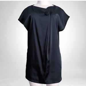MaxMara Black Overlap Short Sleeve Dress M Black